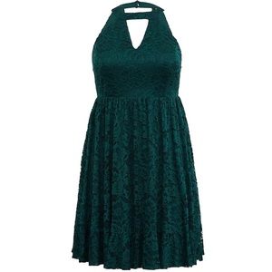 NWT Torrid Mini Lace Ruffle Jem Dress Size 2 Green Halter Plus Size 2X